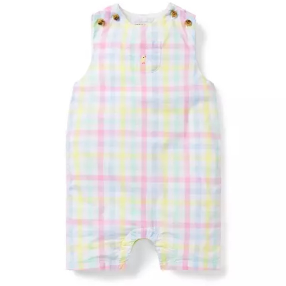 Janie and Jack baby gingham romper baby chick 🐣 embroidery Easter 2024 NWT